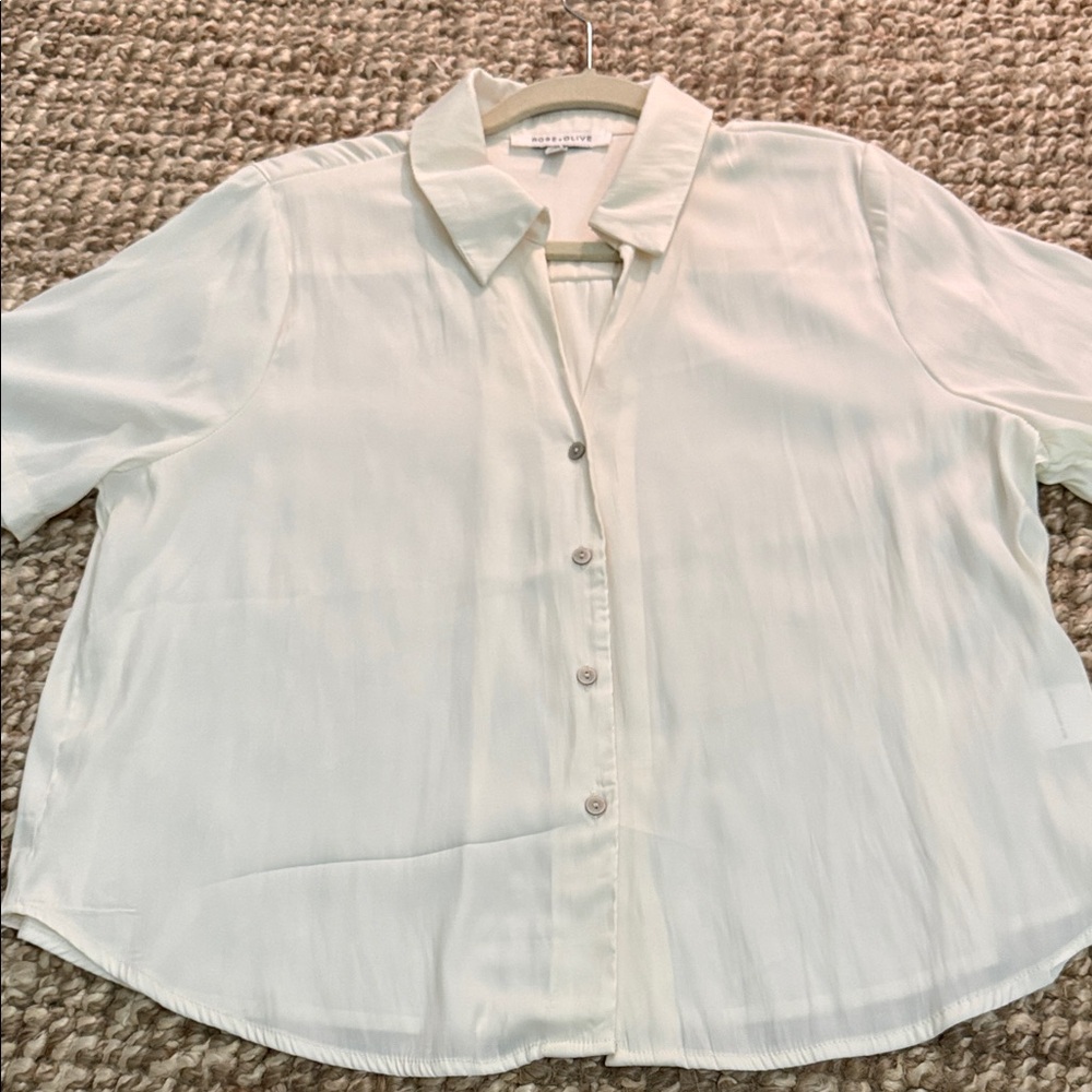 Rose & Olive Ivory Button-Down Blouse